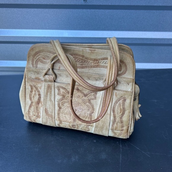 Vintage 1960's Leather Tooled Womens Purse Bag Western Vintage Retro Bag VTG - Picture 2 of 14